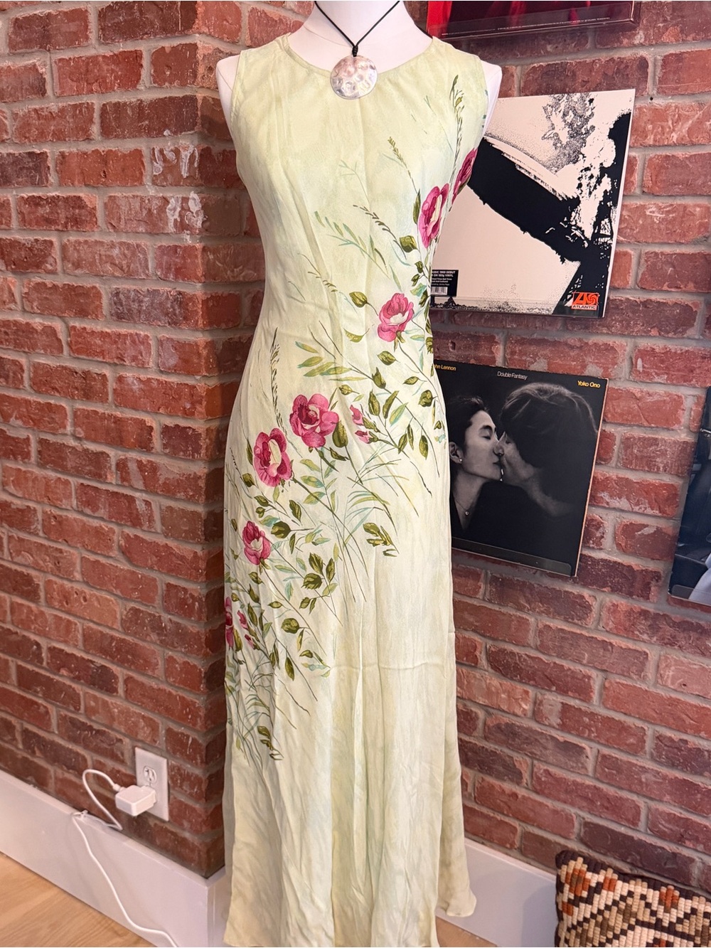 vintage 90s maxi slip dress with pink floral print - Picture 2 of 6